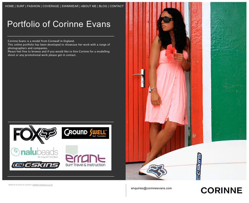 The home page from Corinnes website