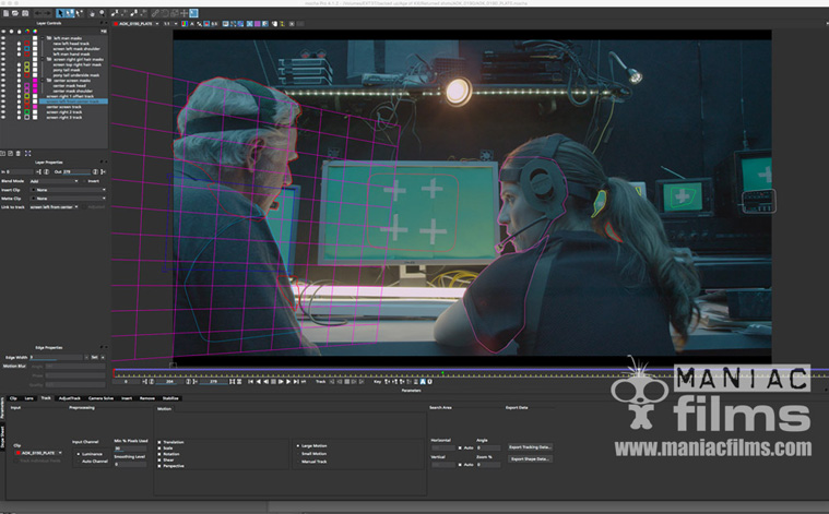 Tracking and masking in Mocha Pro for screen replacements in Independent feature film Age of Kill