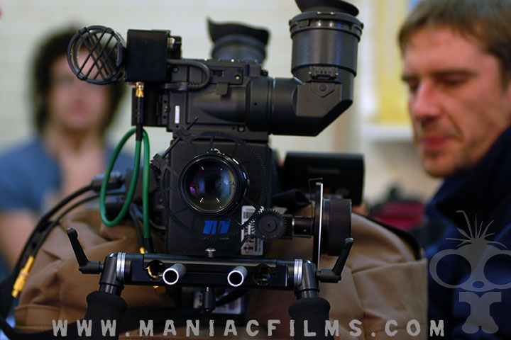 Maniac films camera equipment on set of Peacefire in Northern Ireland