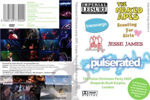 Pulserated Christmas party DVD featuring Imperial Leisure, Transcargo, Donderdag, The Naked Apes, Scouting for Girls and Jesse James
