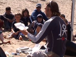 Andy Cummins from SAS goes through the rubbish collected on the beach at Croyde