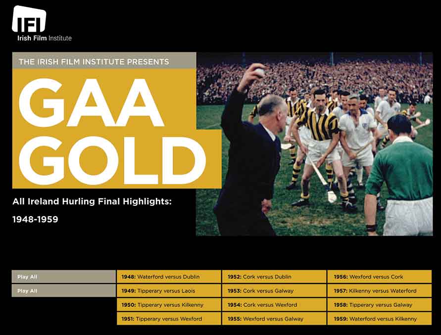 DVD Menu from the GAA Gold DVD by the IFI and Maniac Films