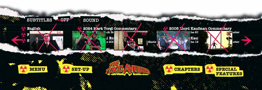 Toxie popup menu with chapter selection options on the Blu-ray