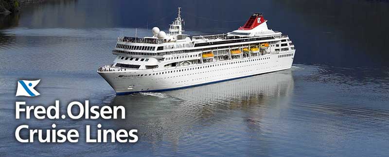 The Fred Olsen Line Braemar cruise liner in a beautiful fjord