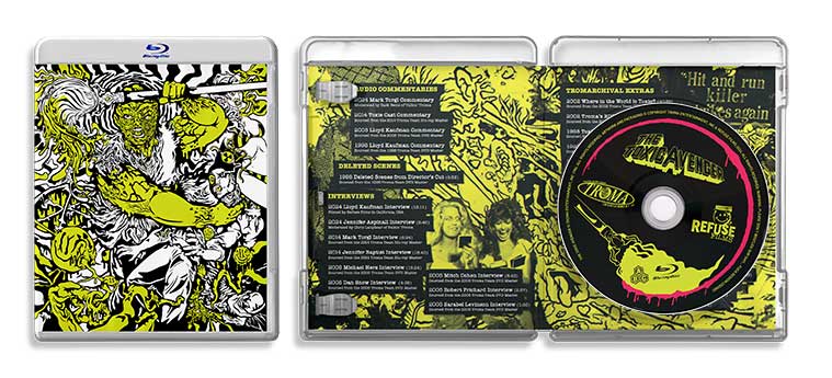 The Toxic Avenger movie inner Blu-ray sleeve and outer Blu-ray cover artwork by Refuse Films TromaArchive Series 1