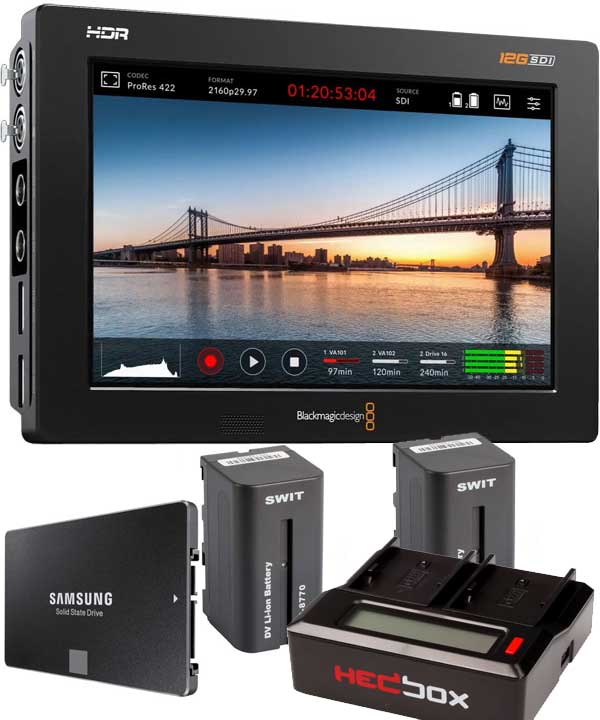  Blackmagic 7" Video Assist 12G HDR monitor SSD battery kit  