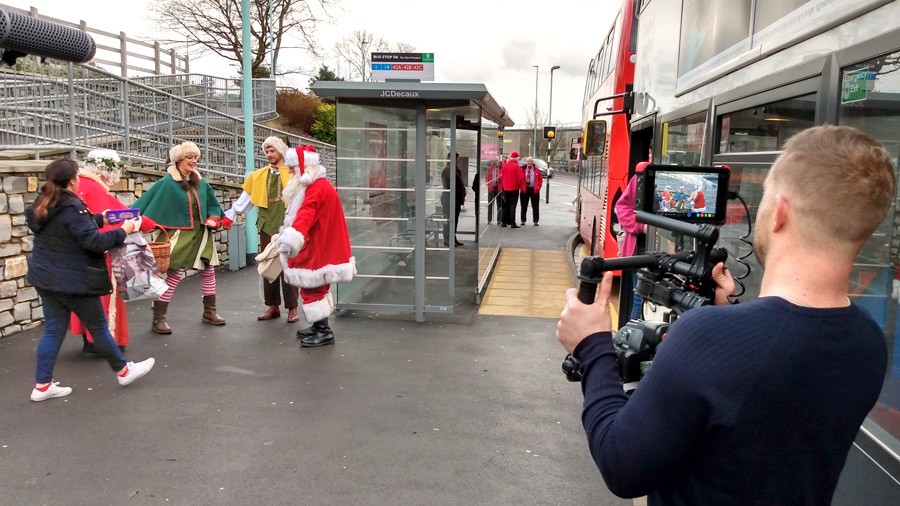 Filming Santa with Global media