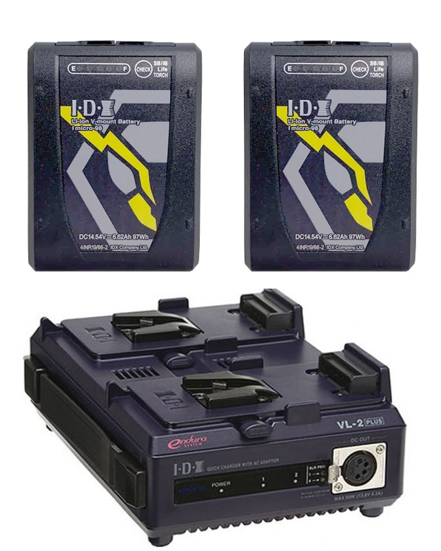  IDX V-Lock dual micro98w battery kit with Charger  