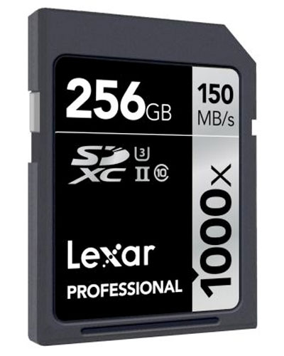  Lexar Pro 256Gb 1000x 150MBs SDXC card  