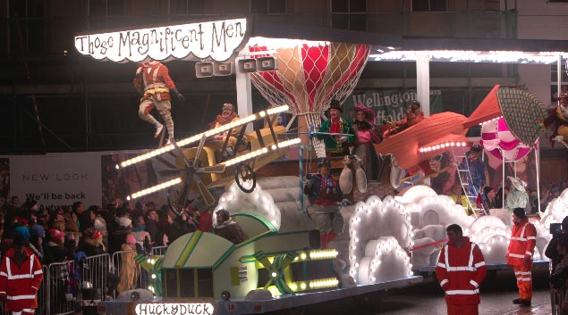 Those Magnificent Men static cart at Bridgwater Carnival