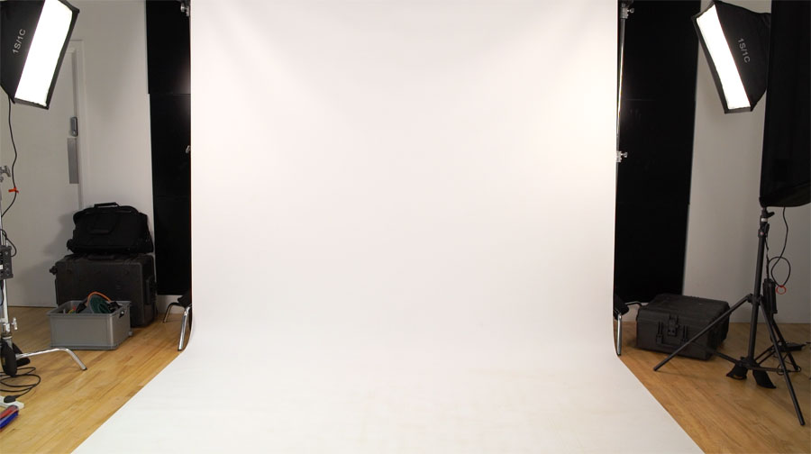 Hire our white screen backdrop with lighting for your next corporate video shoot