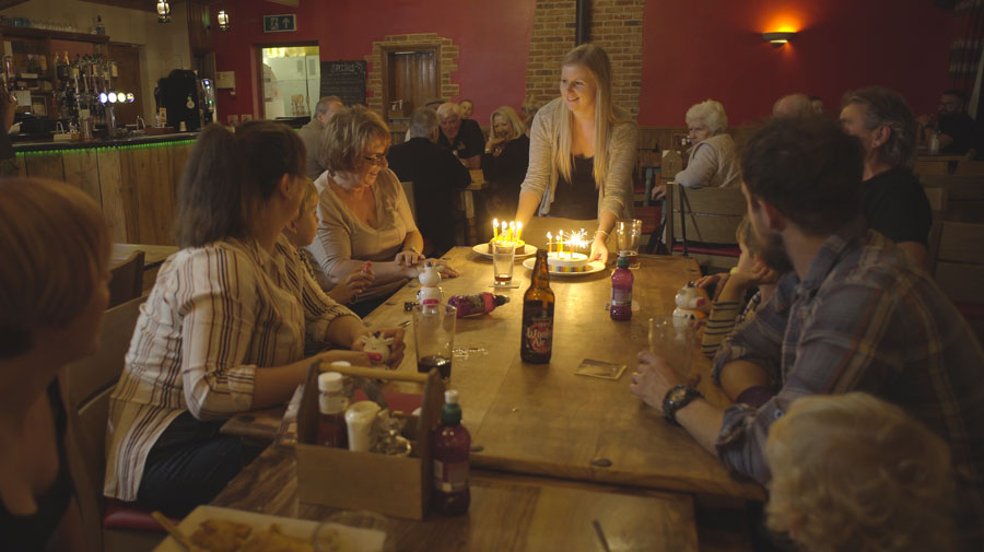 Wookey Hole Caravan Park restaurant - birthday time!