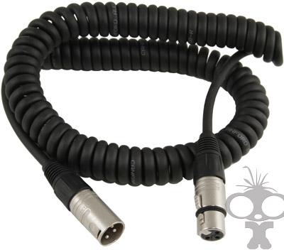 Coiled XLR audio cable 14m hire Maniac Films